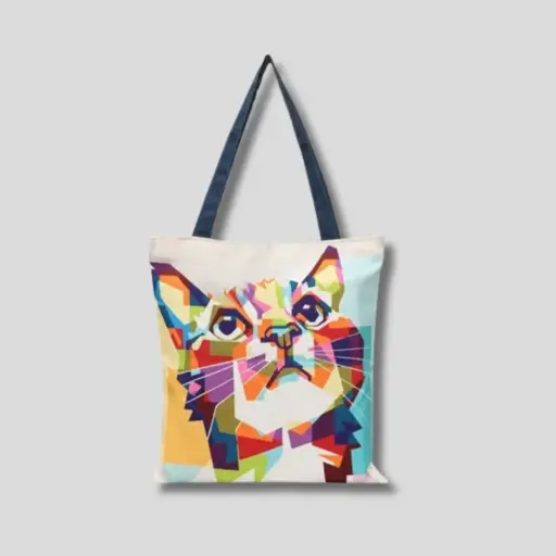 Stylist Printed Tote Bag - 250GSM - White Cotton Canvas Fabric